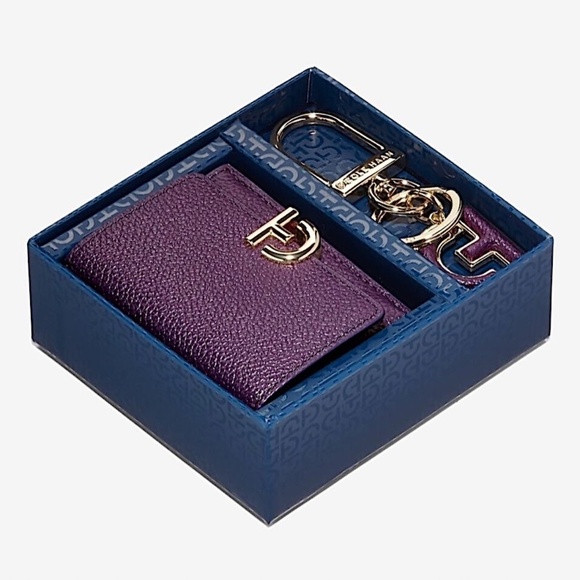 NEW COLE HAAN GRAND SERIES ESS Wallet & Key Fob Gift Set Blackberry Cordial - Picture 4 of 13